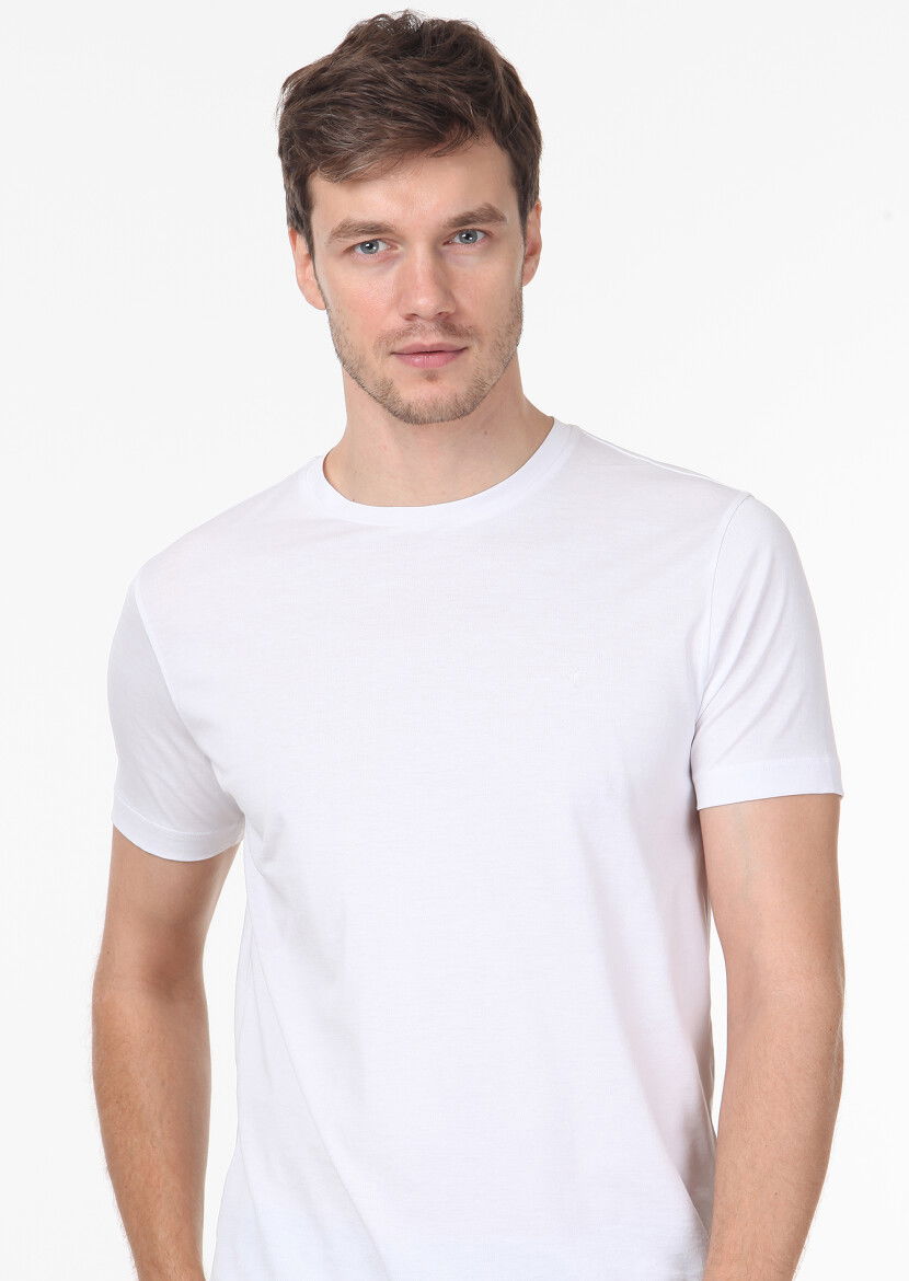 Beyaz %100 Pamuk T-Shirt 