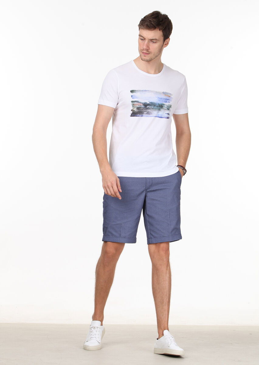 Beyaz Baskılı %100 Pamuk T-Shirt - 3