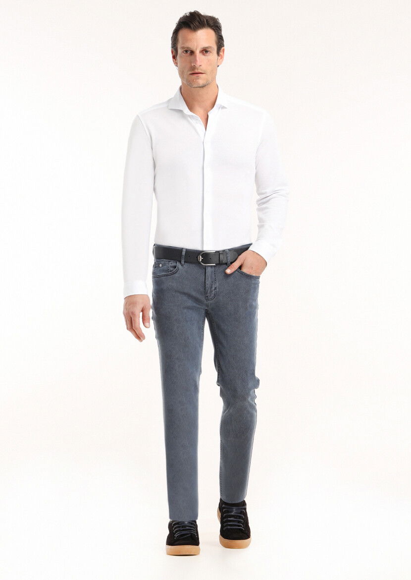 Beyaz Düz Slim Fit Casual %100 Pamuk Gömlek - 1