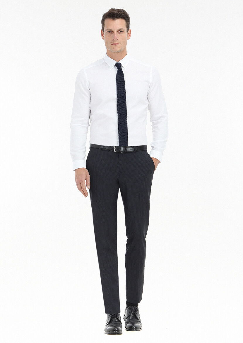 Beyaz Düz Slim Fit Dokuma Casual %100 Pamuk Gömlek 