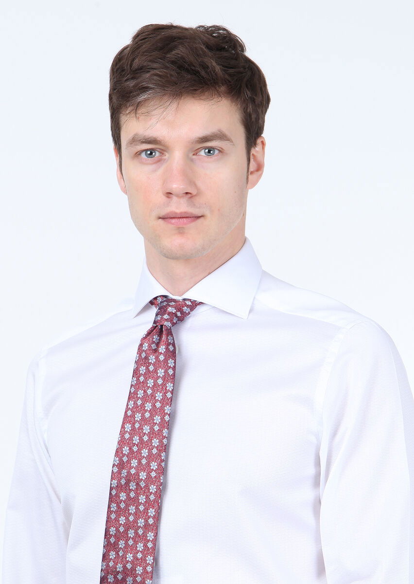 Beyaz Mikro Regular Fit Dokuma Klasik %100 Pamuk Gömlek - 3