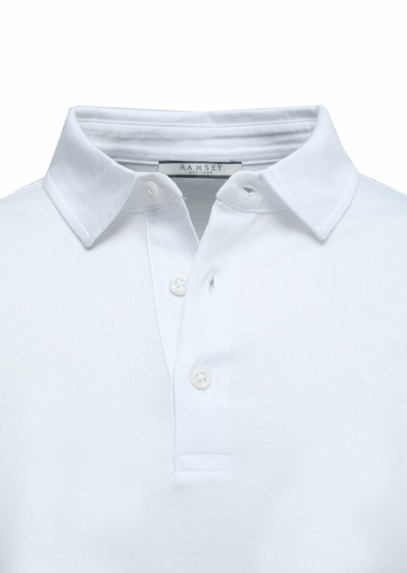 Beyaz Polo Yaka %100 Pamuk T-Shirt 