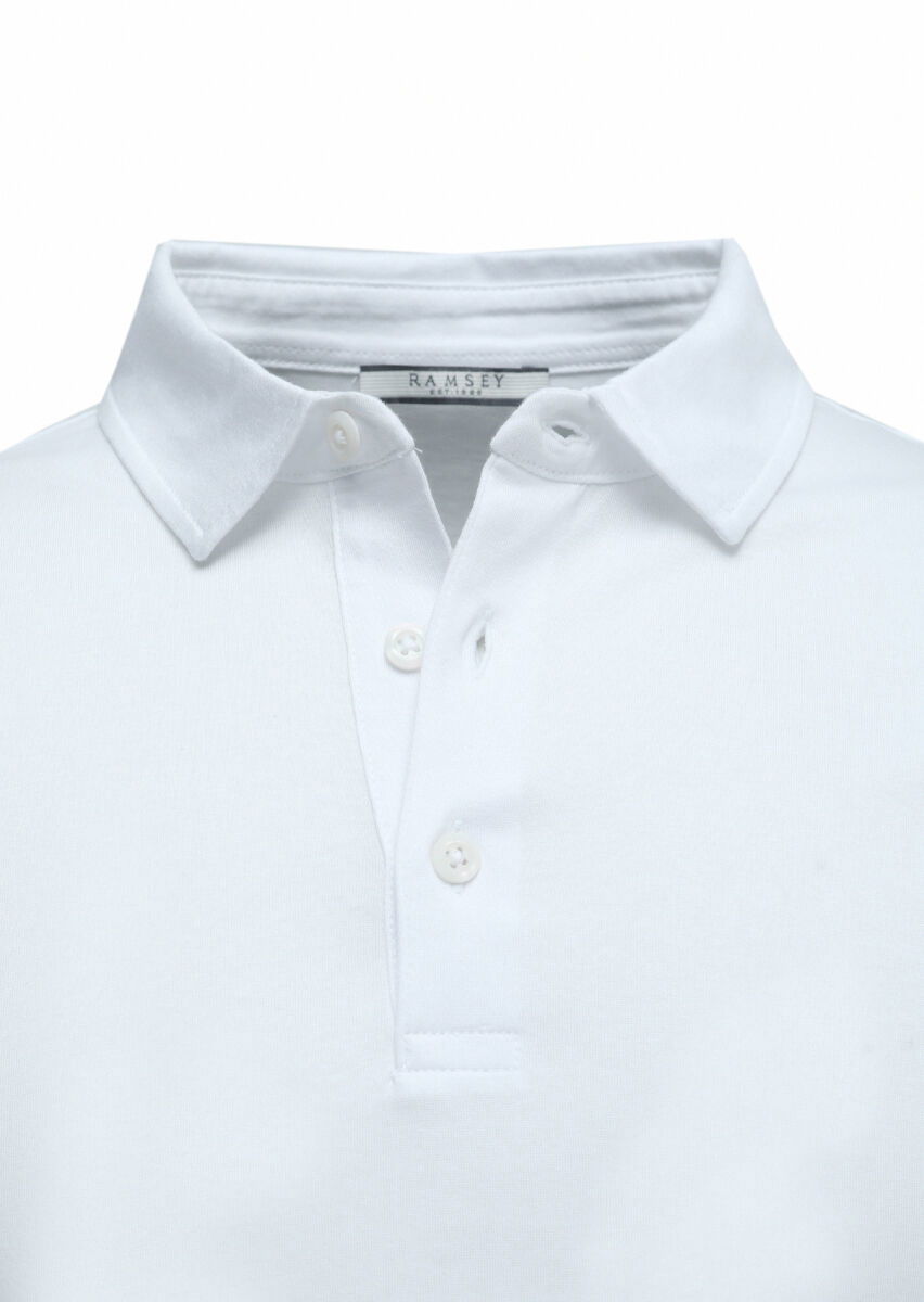 Beyaz Polo Yaka %100 Pamuk T-Shirt - 2
