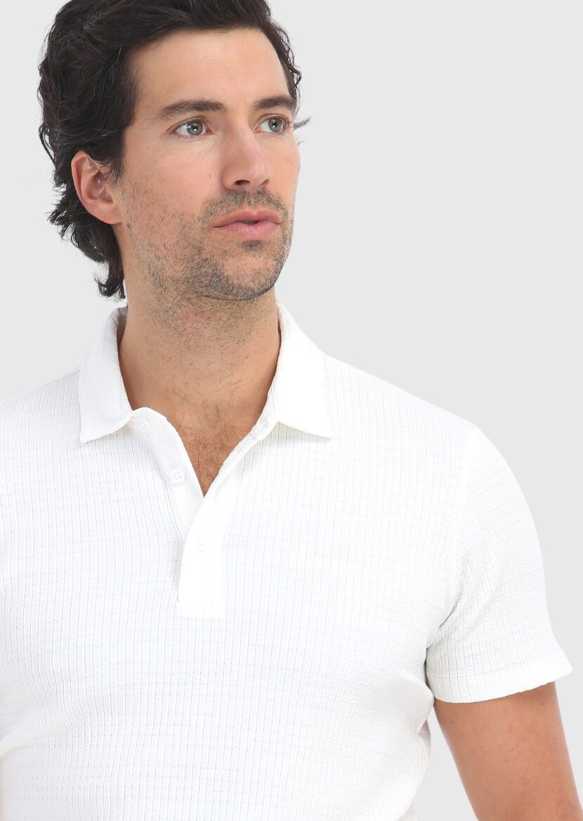 Beyaz Polo Yaka T-Shirt - 3
