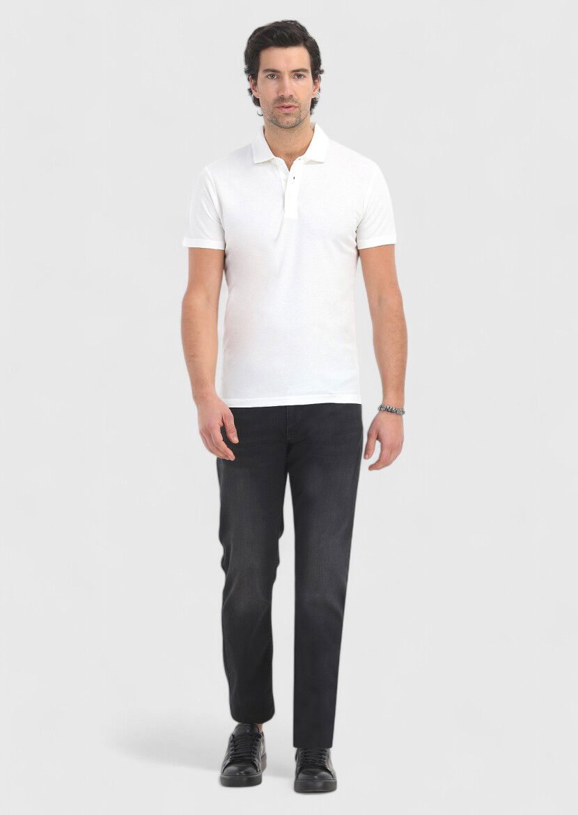 Beyaz Polo Yaka T-Shirt - 1