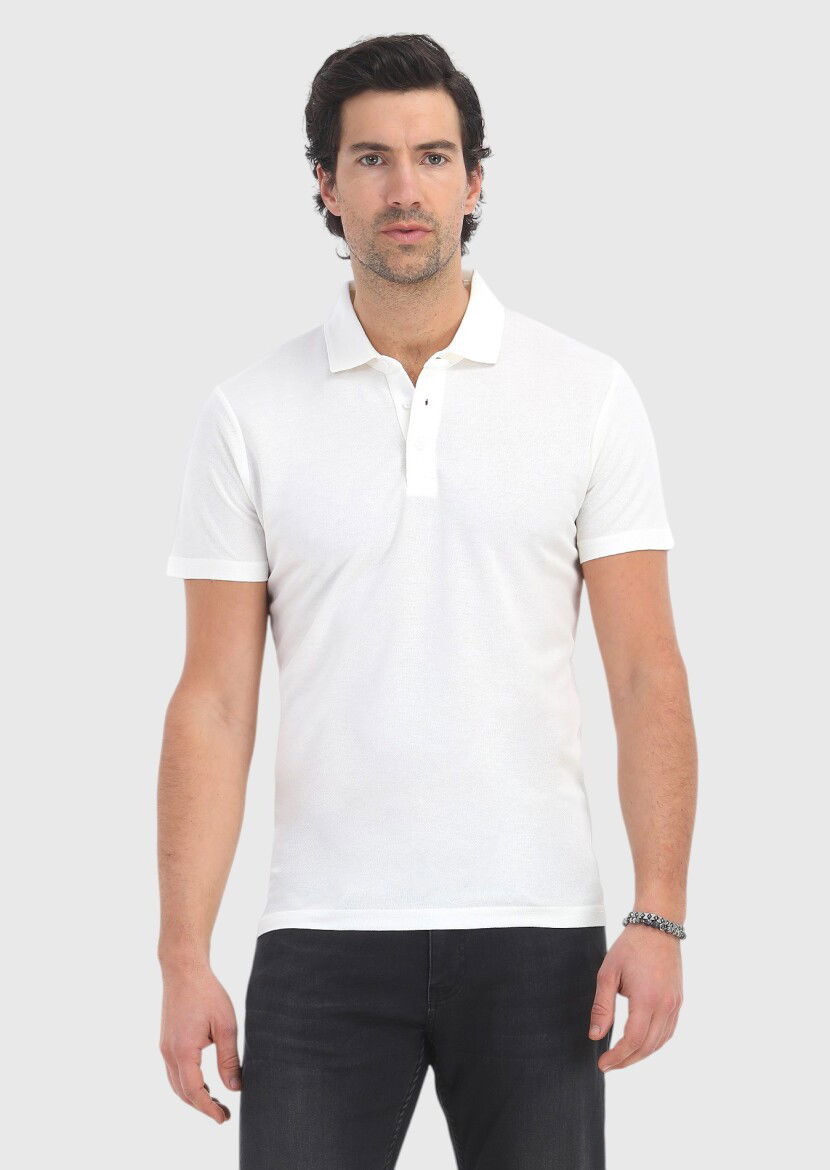 Beyaz Polo Yaka T-Shirt - 2