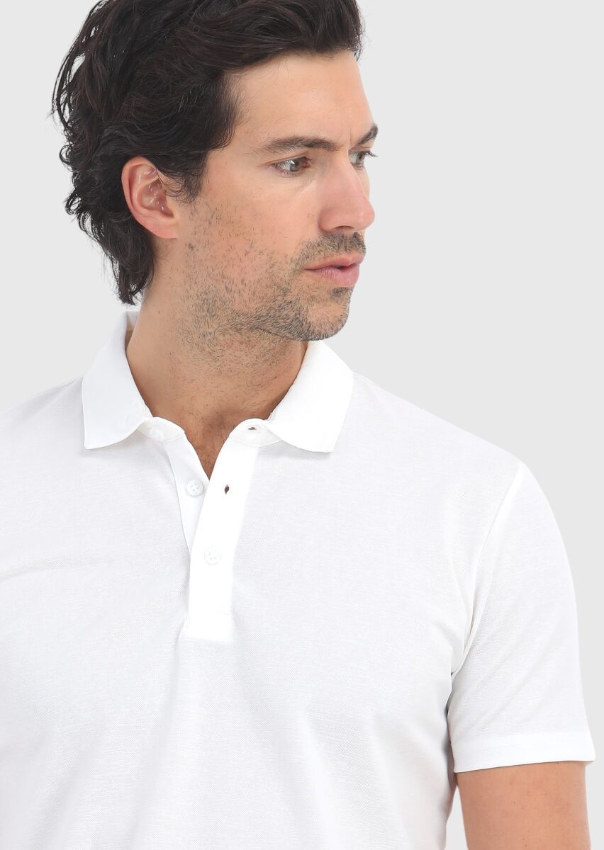 Beyaz Polo Yaka T-Shirt - 3