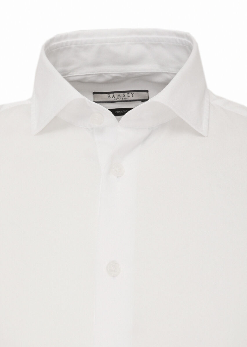 Beyaz Regular Fit Dokuma Casual Pamuk Karışımlı Gömlek - 2