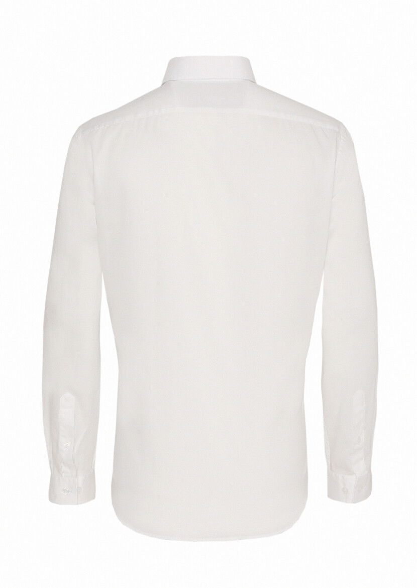 Beyaz Regular Fit Dokuma Casual Pamuk Karışımlı Gömlek - 5