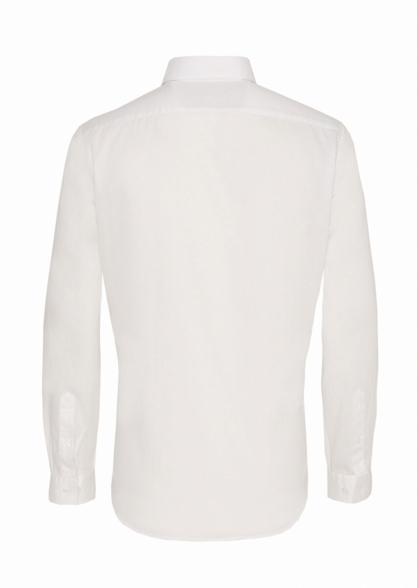 Beyaz Regular Fit Dokuma Casual Pamuk Karışımlı Gömlek - 5