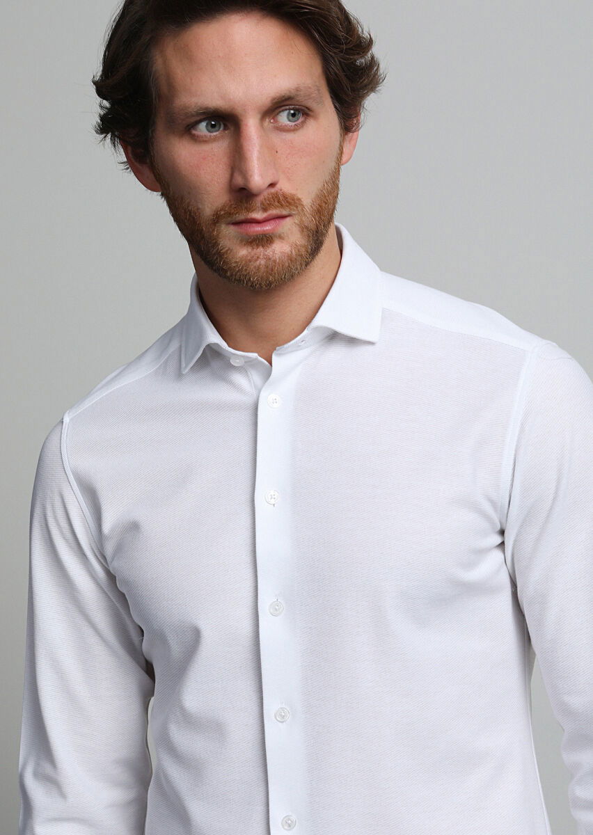 Beyaz Slim Fit Casual %100 Pamuk Gömlek - 2