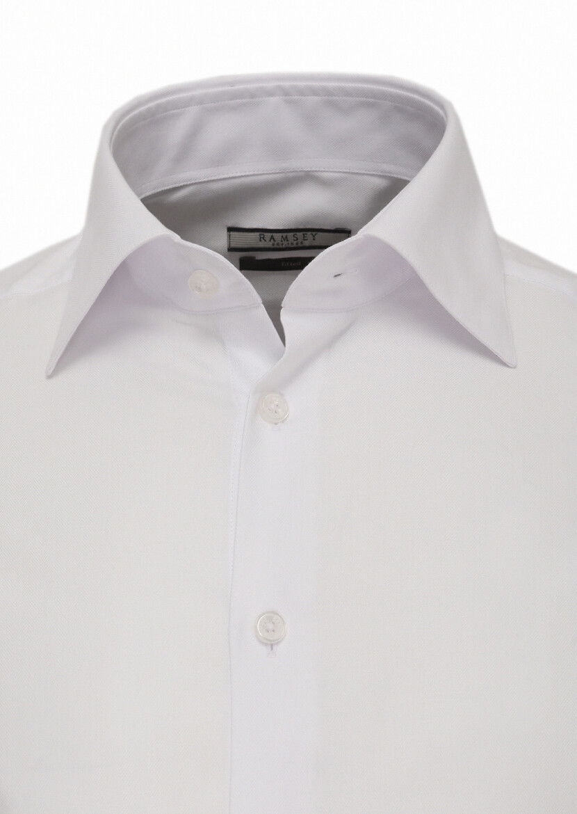 Beyaz Slim Fit Dokuma Klasik %100 Pamuk Gömlek - 2