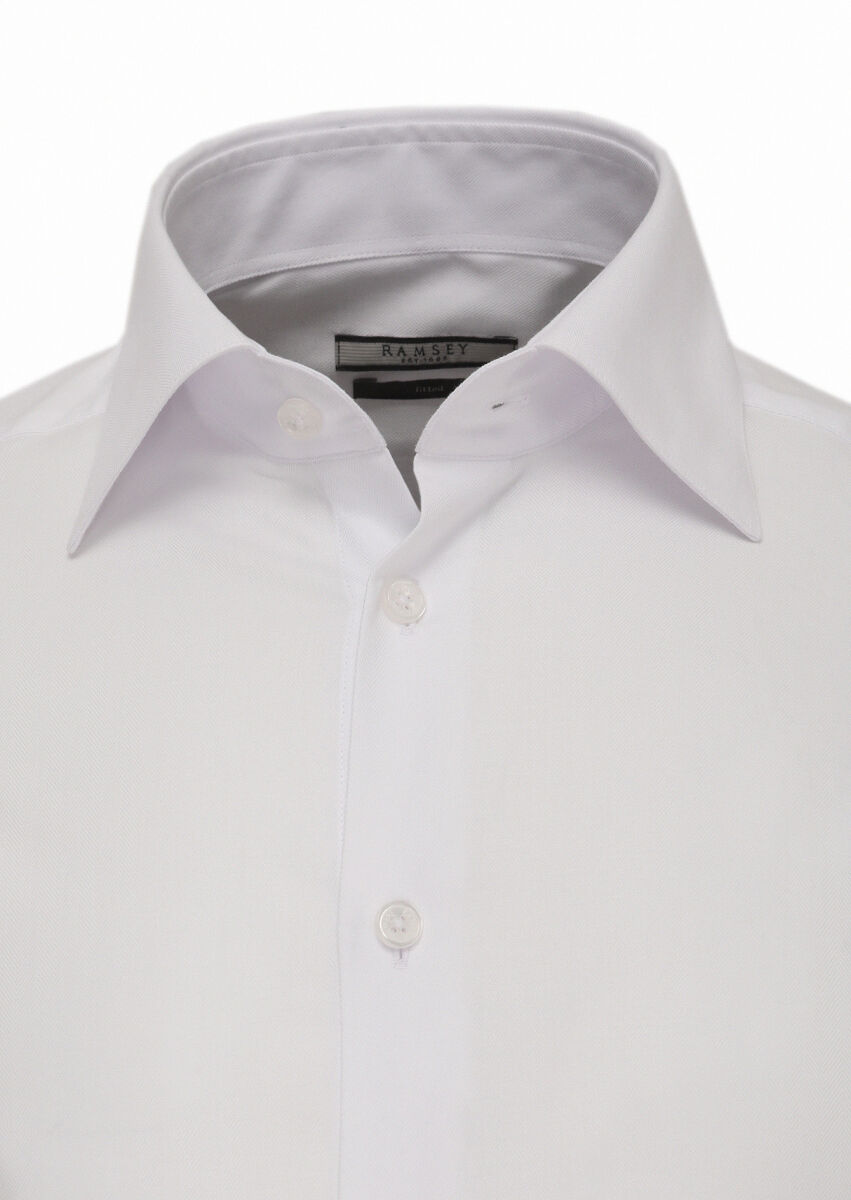 Beyaz Slim Fit Dokuma Klasik %100 Pamuk Gömlek - 2
