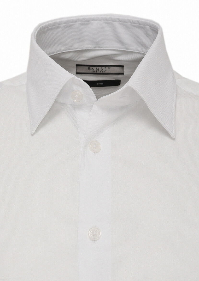 Beyaz Slim Fit Dokuma Klasik Pamuk Karışımlı Gömlek - 2