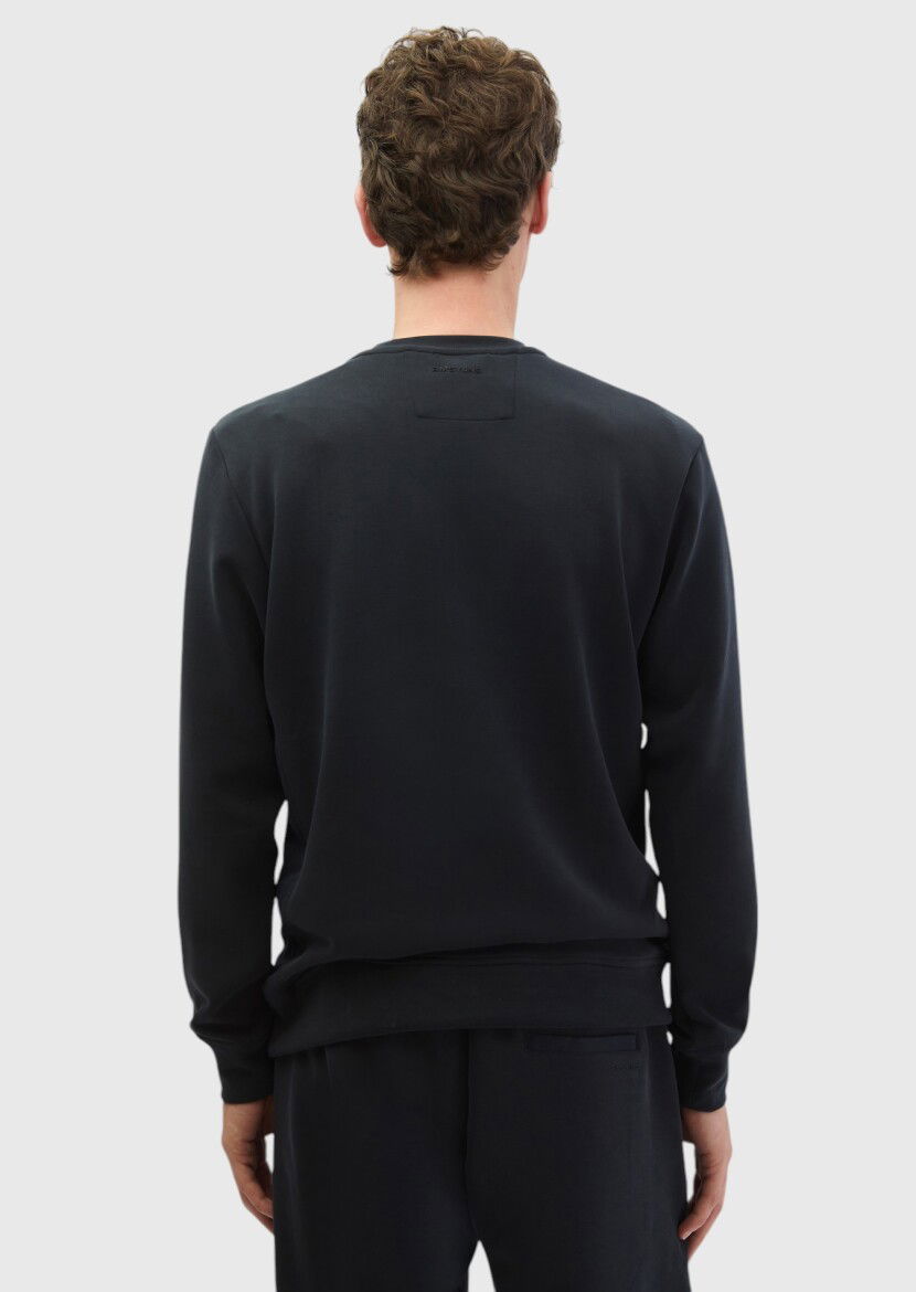 Black Crew Neck Plain Sweatshirt - 5