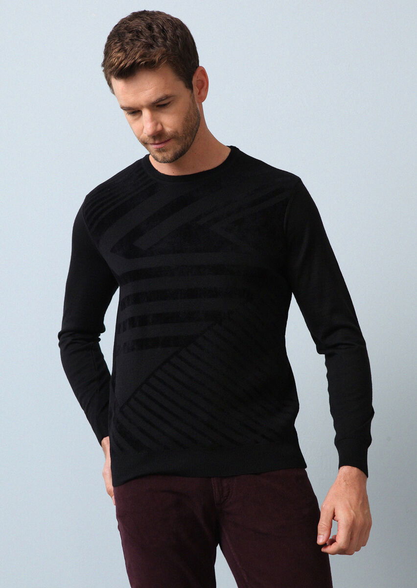Black Knitwear Sweatshirt - 1