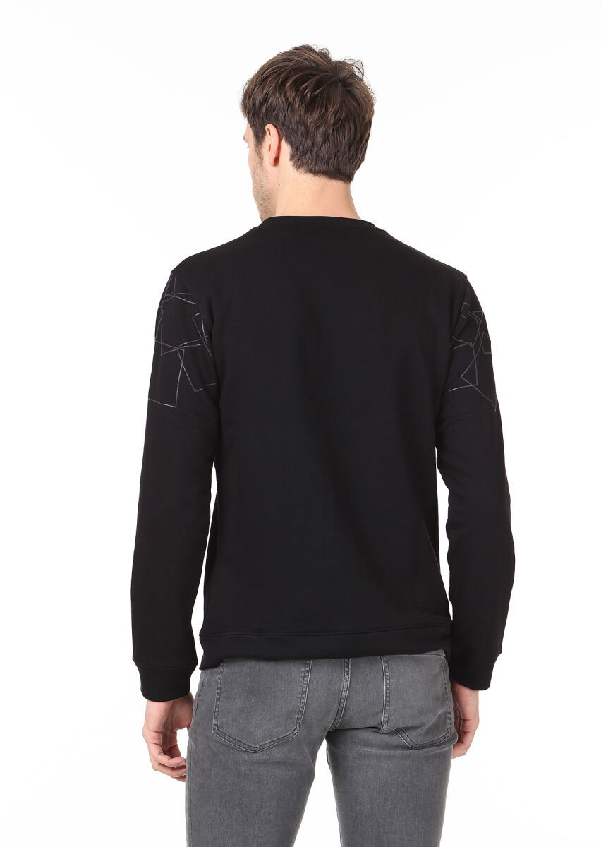 Black Patterned Sweatshirt - 4