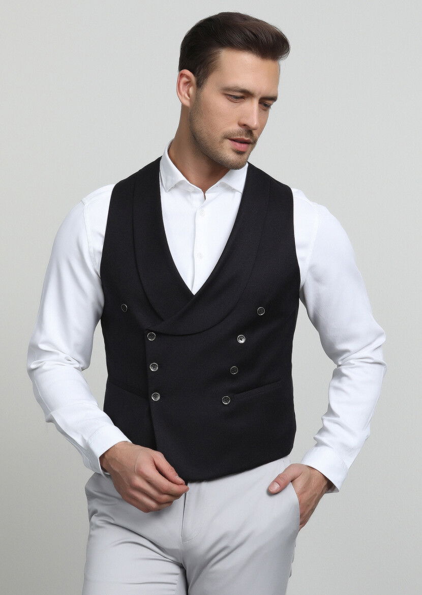 Bordo Düz Casual Yelek - 1