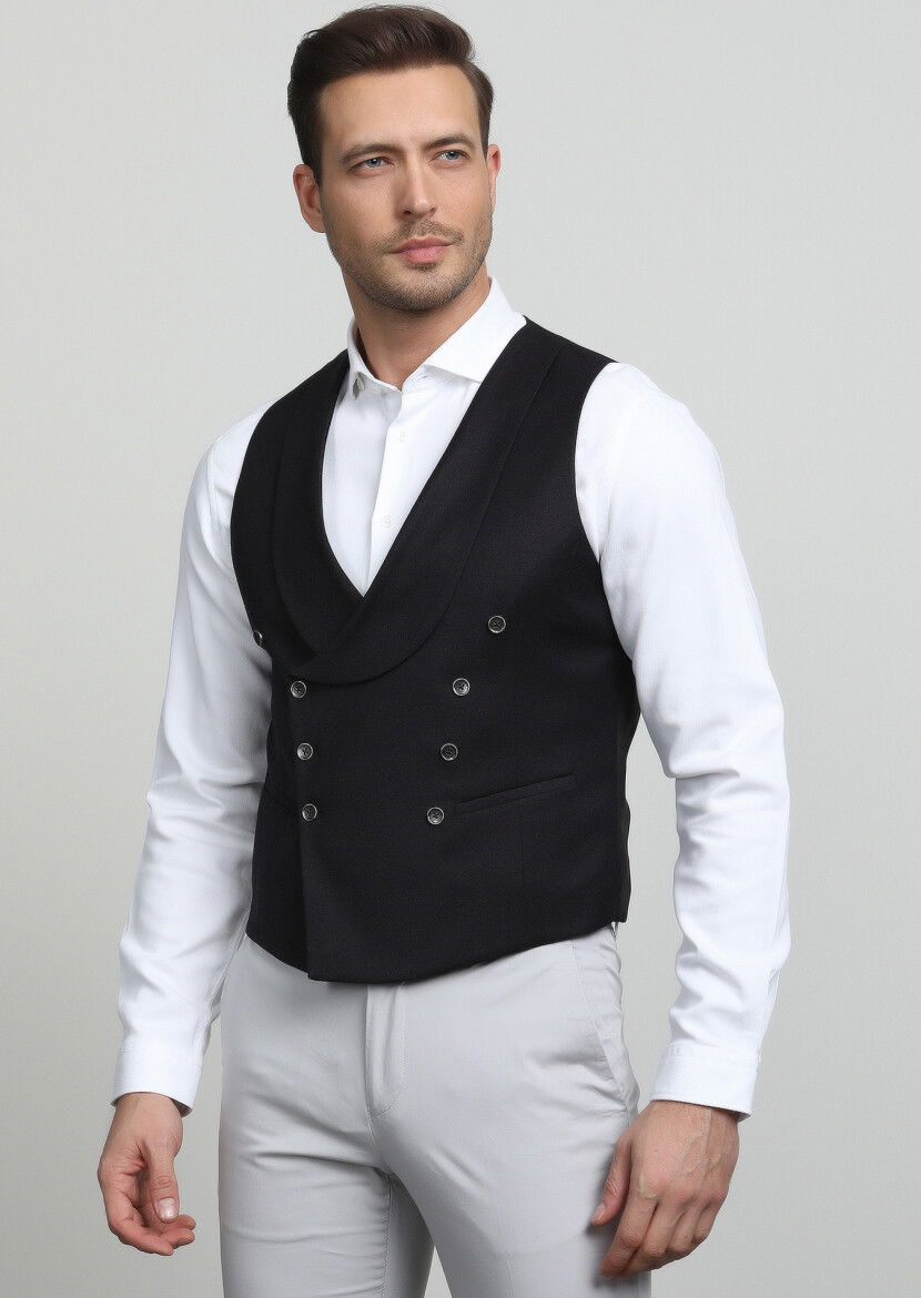 Bordo Düz Casual Yelek - 3