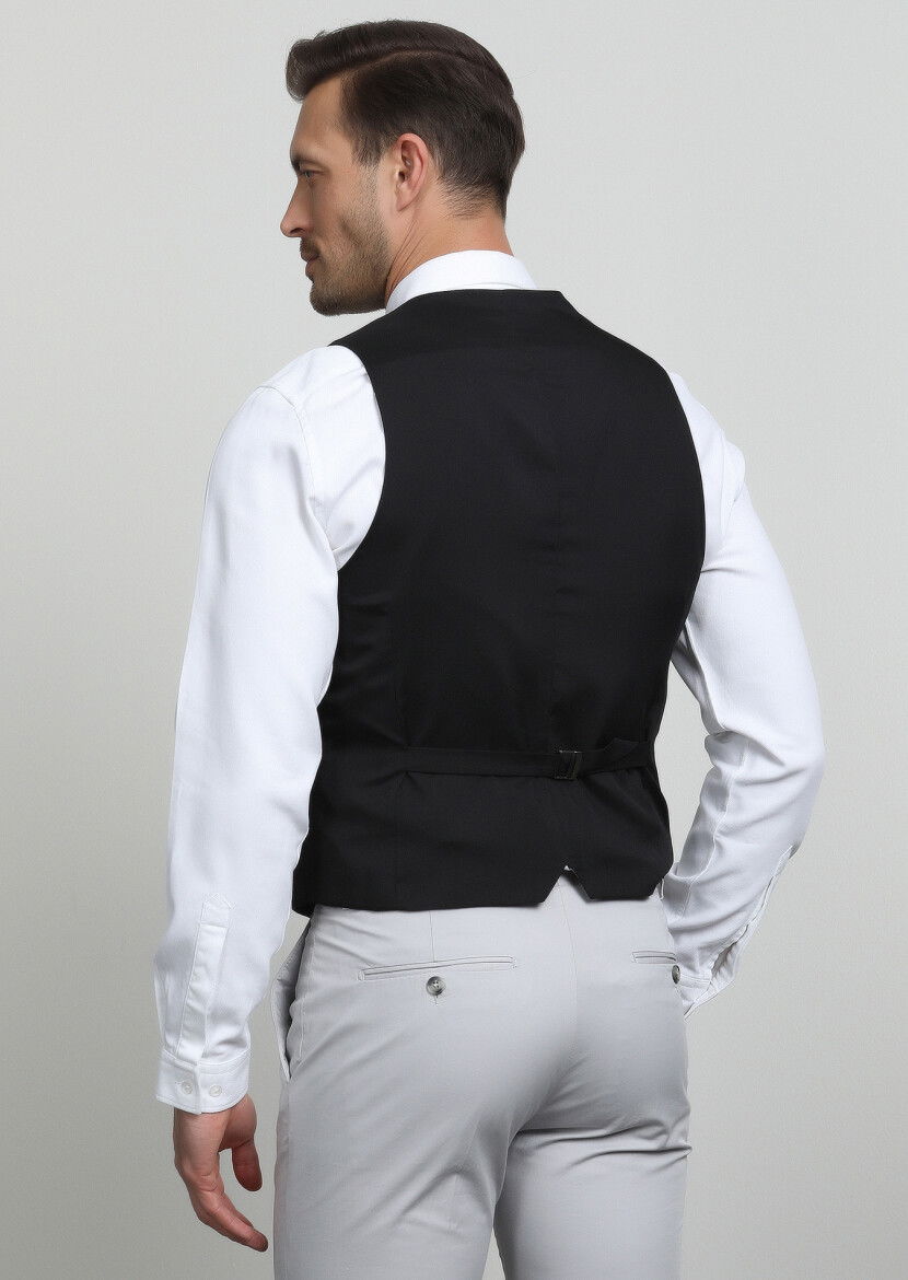 Bordo Düz Casual Yelek - 4
