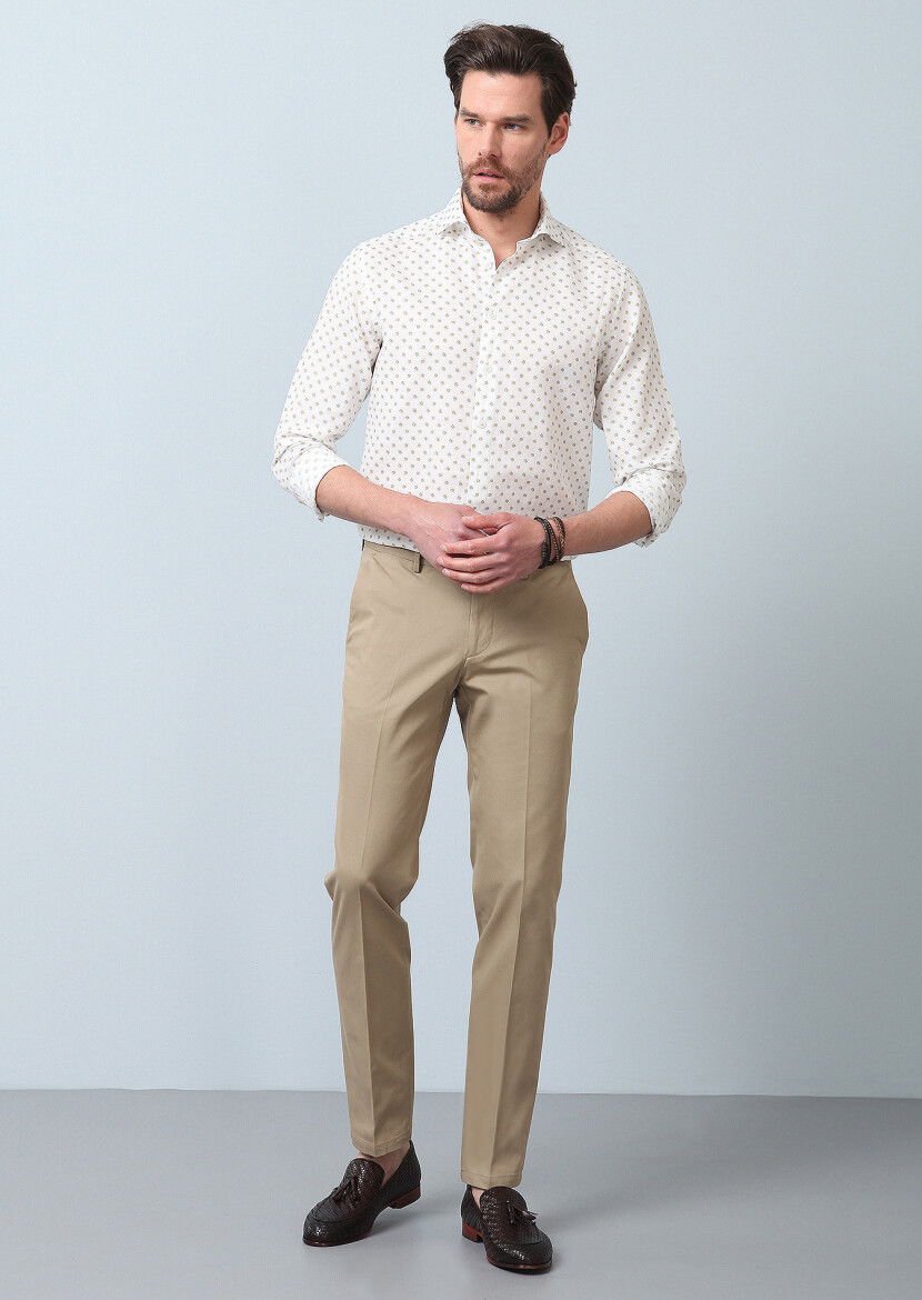 Deve Tüyü Düz Dokuma Regular Fit Smart Casual Pamuk Karışımlı Pantolon 