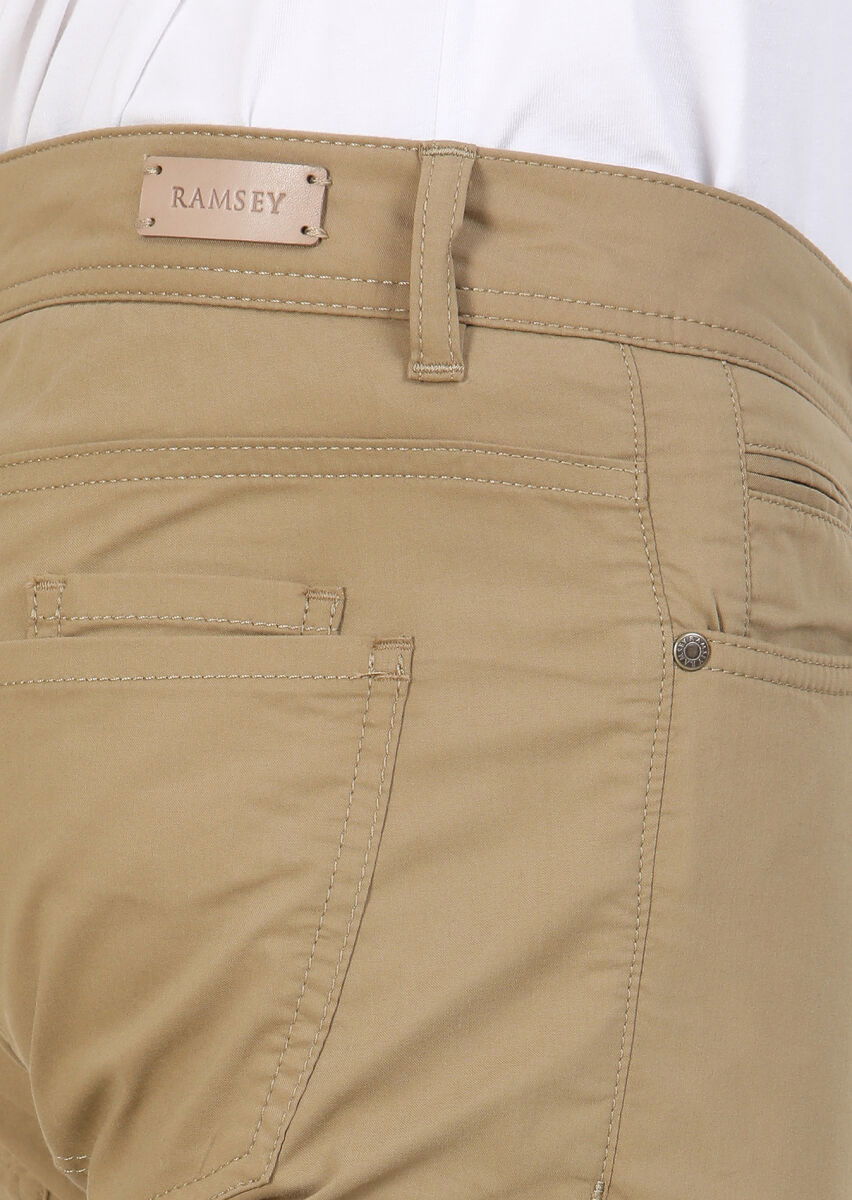 Deve Tüyü Düz Dokuma Slim Fit Casual Pamuk Karışımlı Pantolon - 4