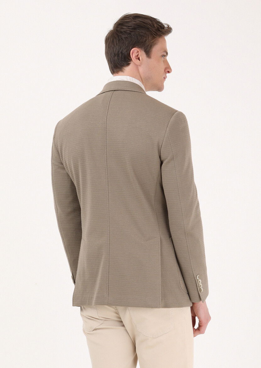 Deve Tüyü Mikro Zeroweight Slim Fit Pamuk Karışımlı Örme Ceket - 4