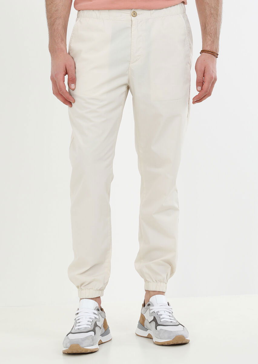 Ecru Weaving Jogging Fit Casual 100% Cotton Trousers - 1