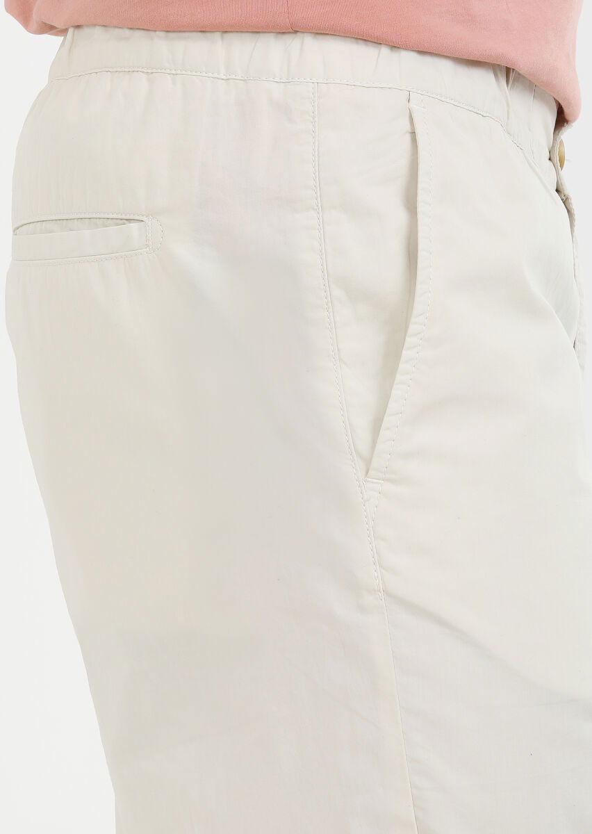 Ecru Weaving Jogging Fit Casual 100% Cotton Trousers - 3