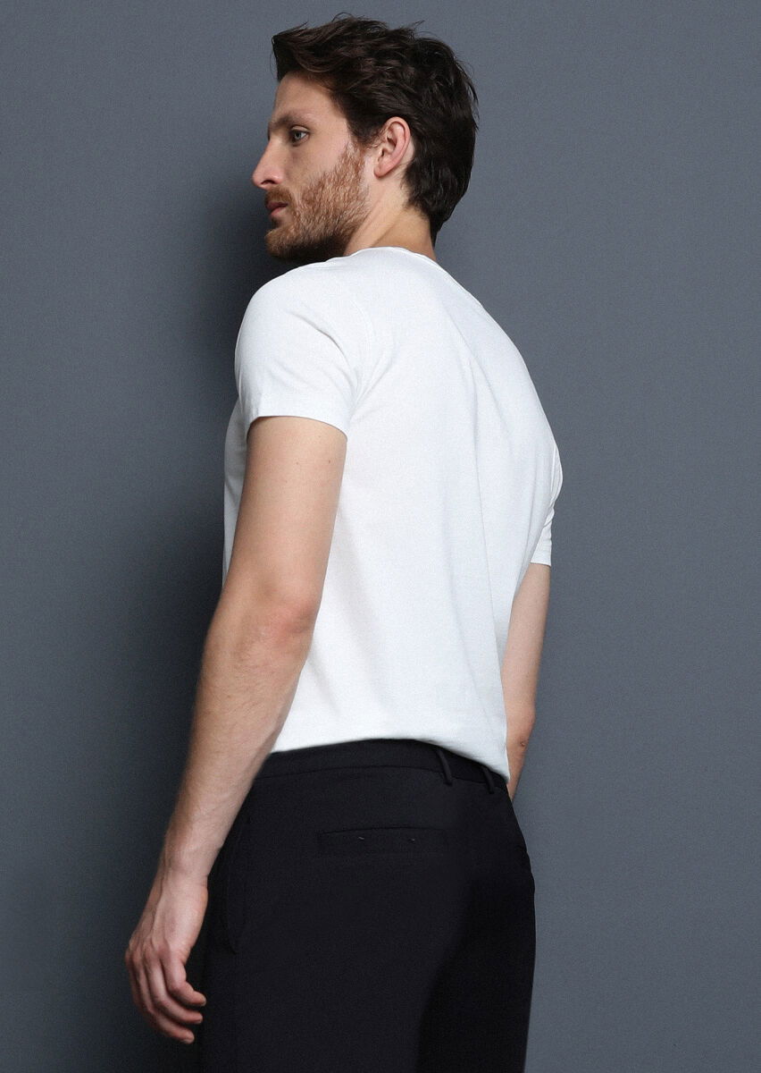 Ekru Baskılı %100 Pamuk T-Shirt - 5