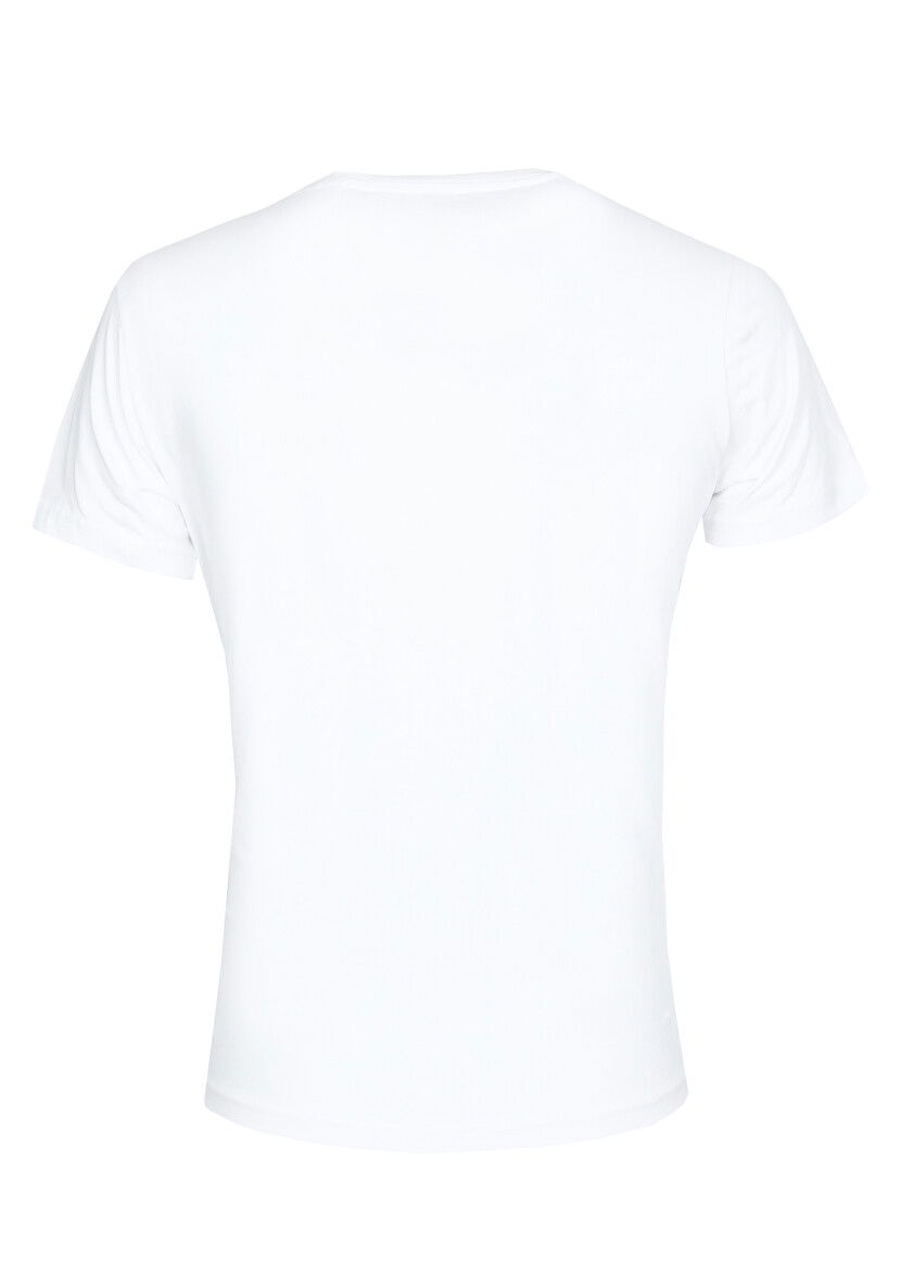 Ekru Baskılı %100 Pamuk T-Shirt - 7