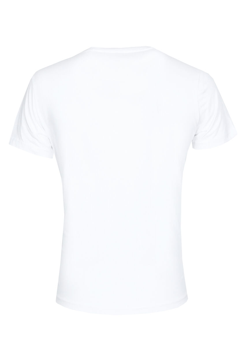 Ekru Baskılı %100 Pamuk T-Shirt - 7