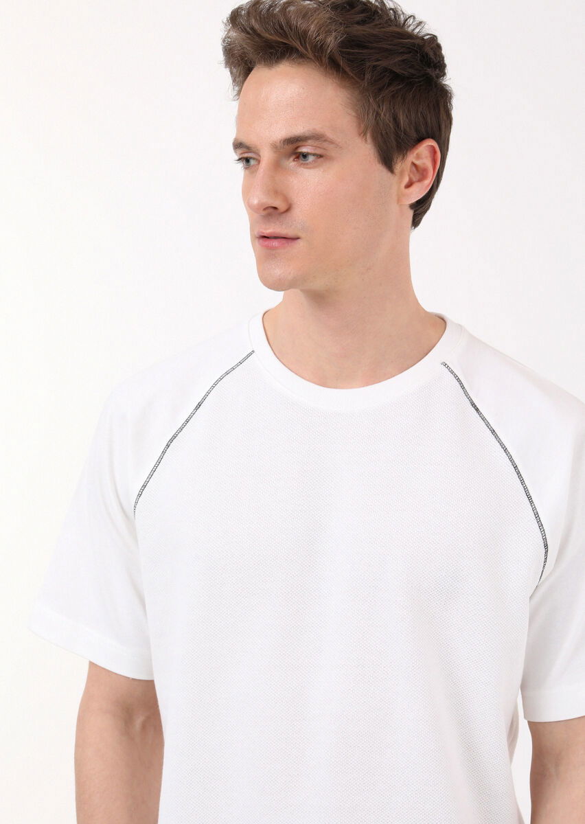 Ekru Jakarlı Sweatshırt - 3