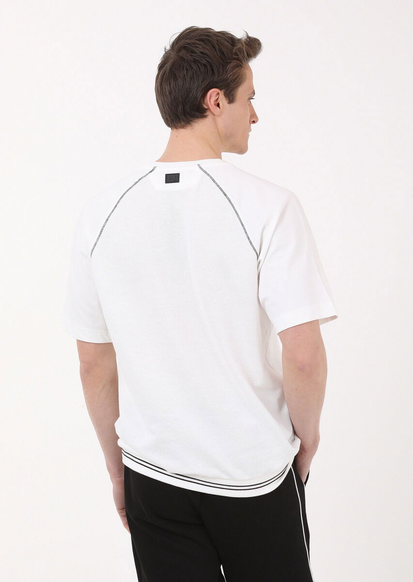 Ekru Jakarlı Sweatshırt - 5