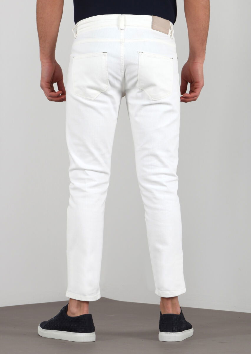 Ekru Pamuk Karışımlı Denim Pantolon - 2