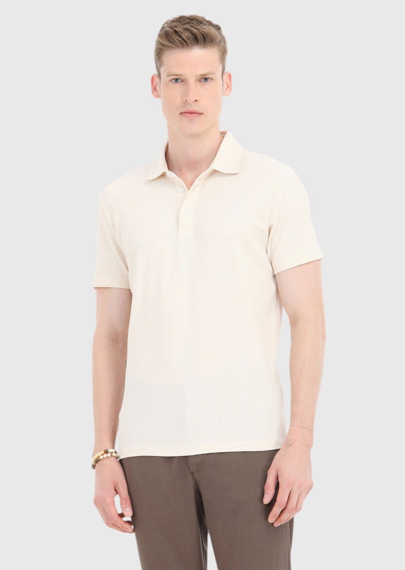 Ekru Polo Yaka T-Shirt 