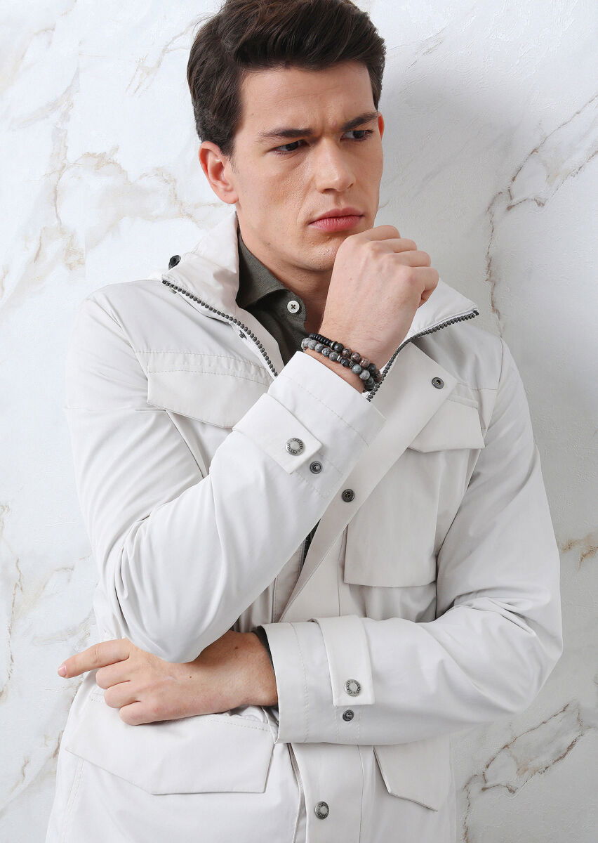 Ekru Regular Fit Pamuk Karışımlı Spor Ceket - 3