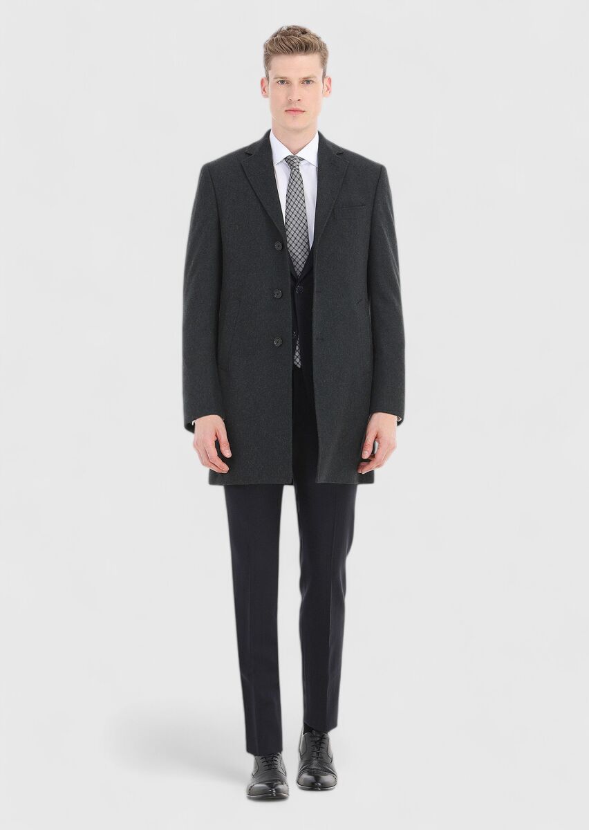 Grey Weaving Overcoat - 1