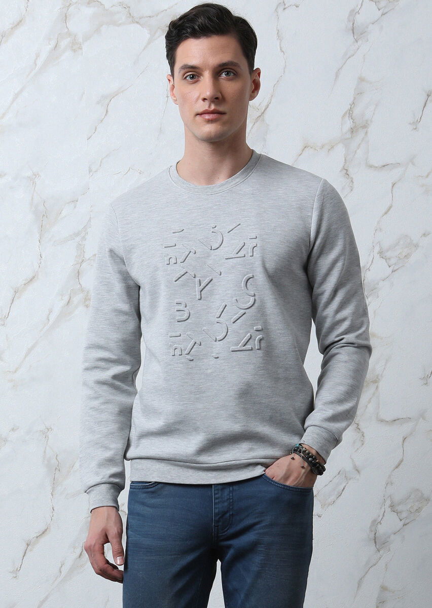 Gri Baskılı Sweatshırt - 3