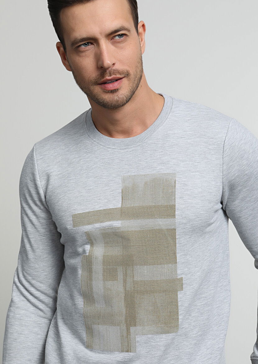 Gri Baskılı Sweatshırt 