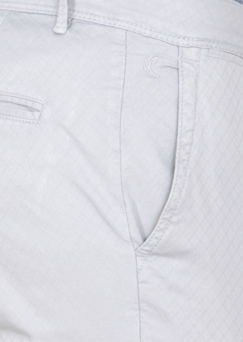 Gri Düz Dokuma Slim Fit Casual Pamuk Karışımlı Pantolon - 3