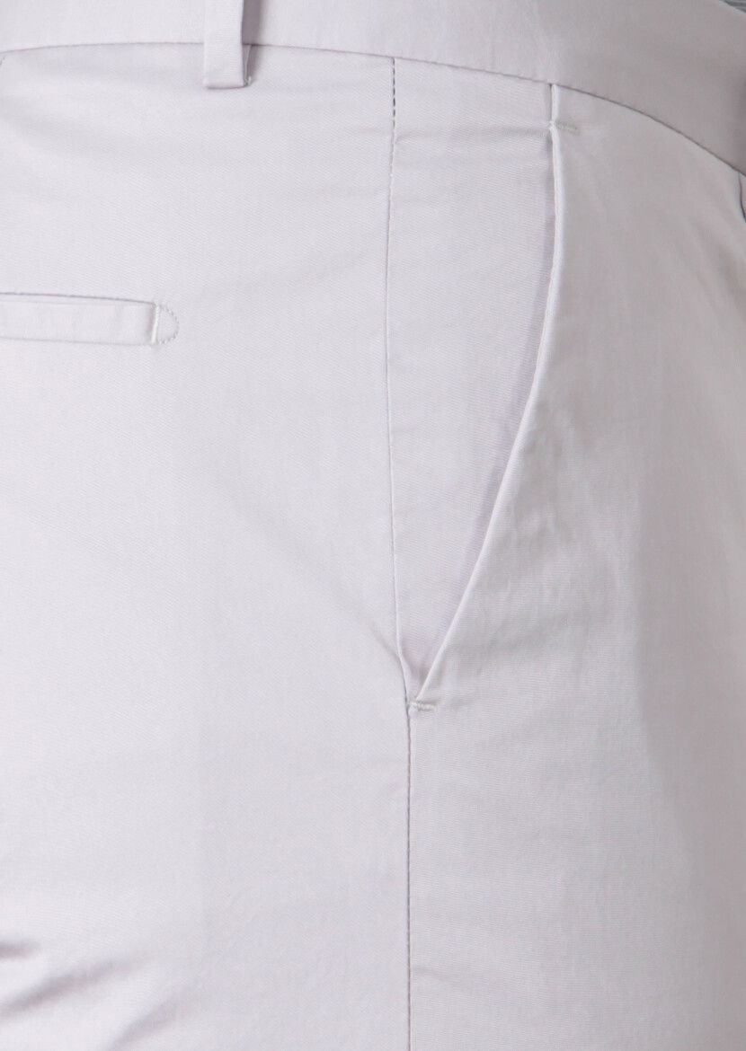 Gri Düz Kumaş Modern Fit Klasik Pamuk Karışımlı Pantolon - 3