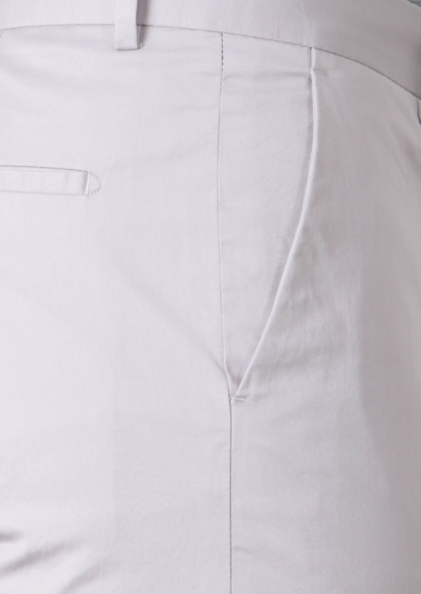 Gri Düz Kumaş Modern Fit Klasik Pamuk Karışımlı Pantolon - 3