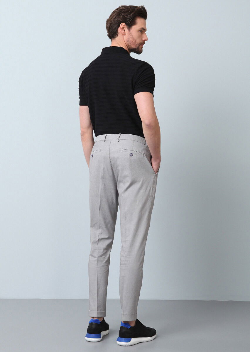Gri Mikro Dokuma Regular Fit Smart Casual Pamuk Karışımlı Pantolon - 4