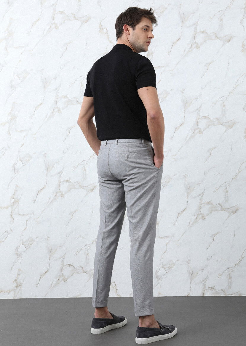 Gri Mikro Dokuma Regular Fit Smart Casual Pamuk Karışımlı Pantolon - 5
