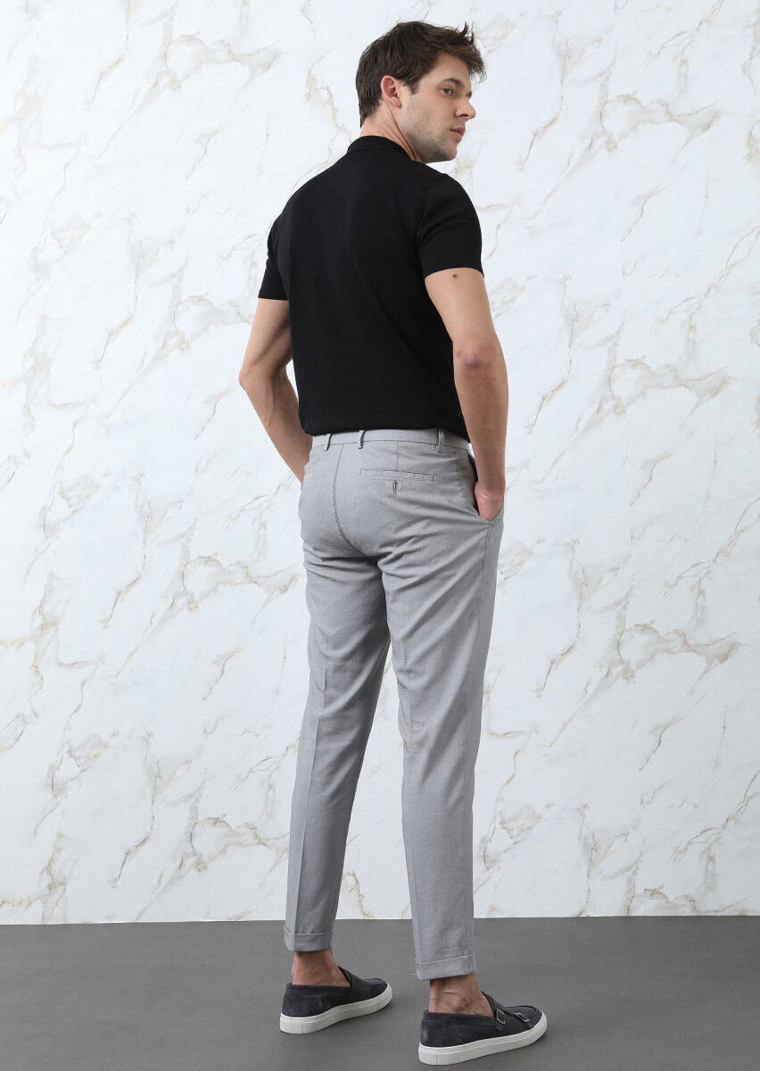 Gri Mikro Dokuma Regular Fit Smart Casual Pamuk Karışımlı Pantolon - 5