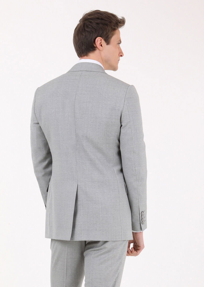 Gri Mikro Thin&taller Slim Fit %100 Yün Takım Elbise - 4