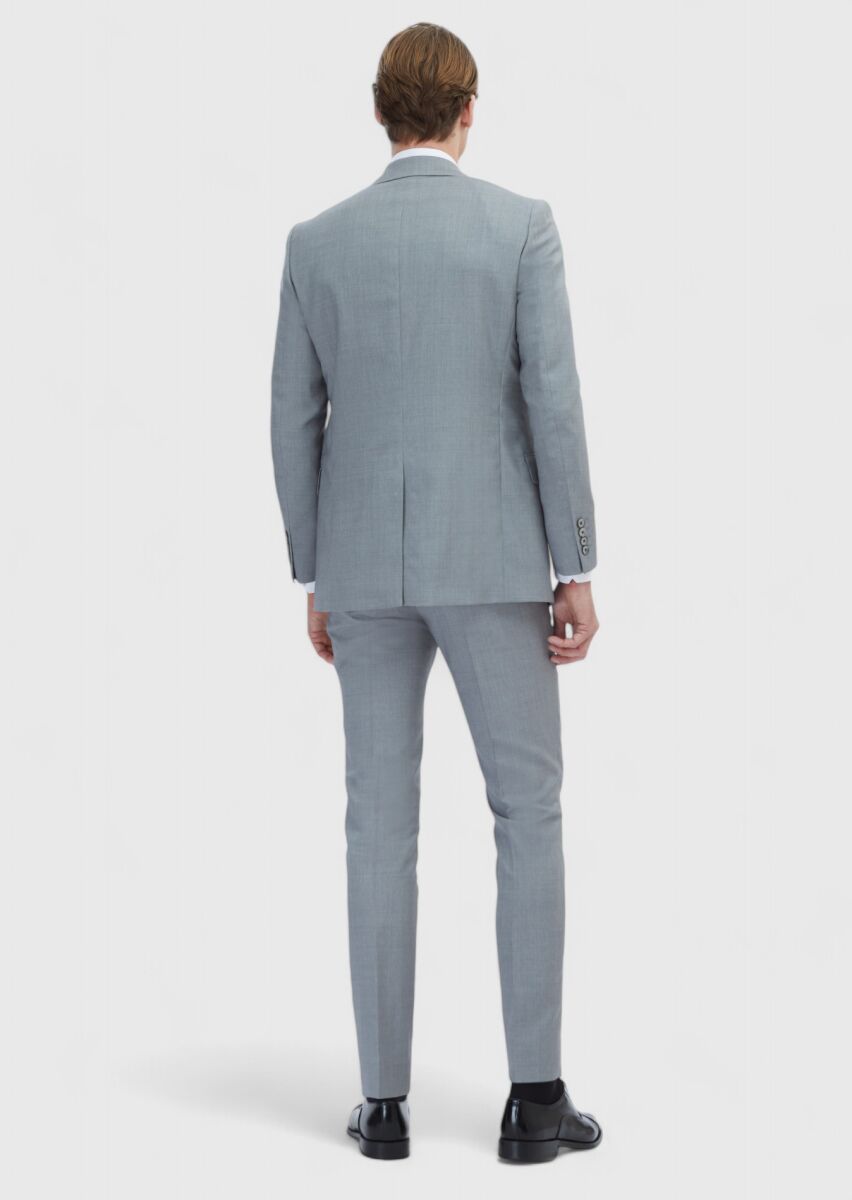 Gri Mikro Thin&taller Slim Fit %100 Yün Takım Elbise - 5
