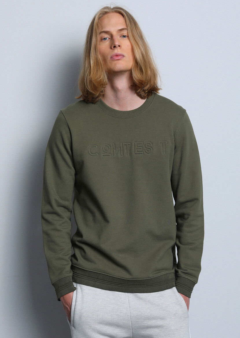 Haki Desenli Sweatshırt - 1