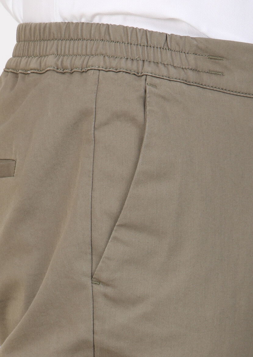 Haki Düz Dokuma Jogging Fit Casual Pamuk Karışımlı Pantolon - 3